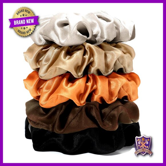 Silk Hair Scrunchies Set 5PC Mulberry No Damage Frizz Prevention Elegant